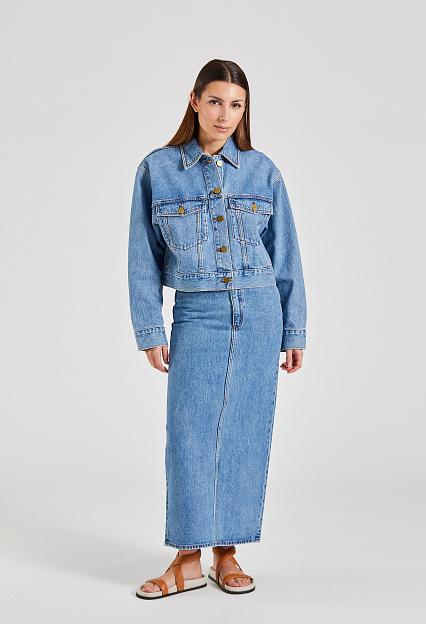 Stylein Kirsten Cropped Denim Jacket Vintage Blue 